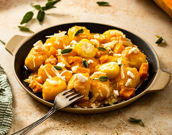 Cheese Stuffed Gnocchi with Butternut Squash and Goat Cheese Recipe