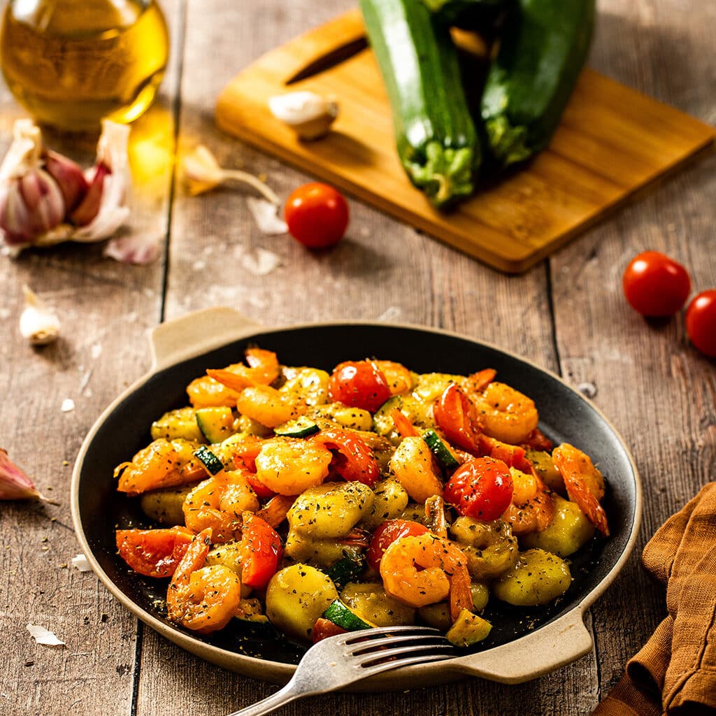 Traditional Potato Gnocchi with Zucchini and Shrimp Recipe