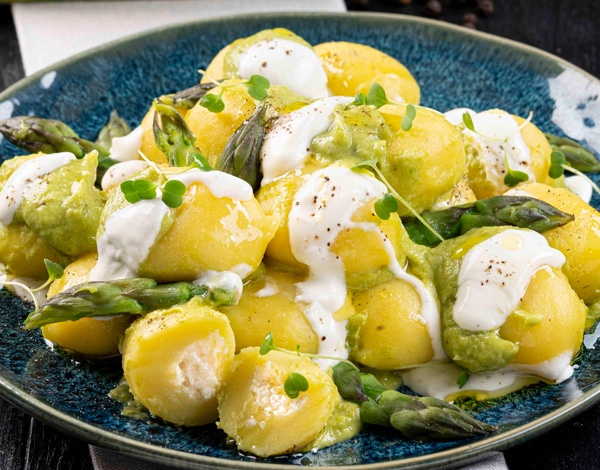 Truffle Stuffed Gnocchi with Asparagus and Robiola Sauce